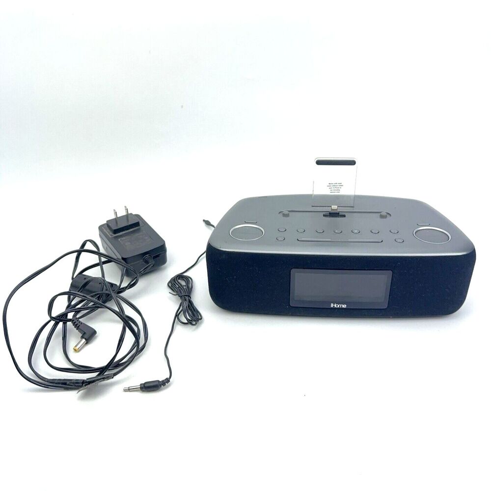 iHome iDL44 FM Clock Radio Lightning Phone Dock USB Port w/ Power Cord + Antenna